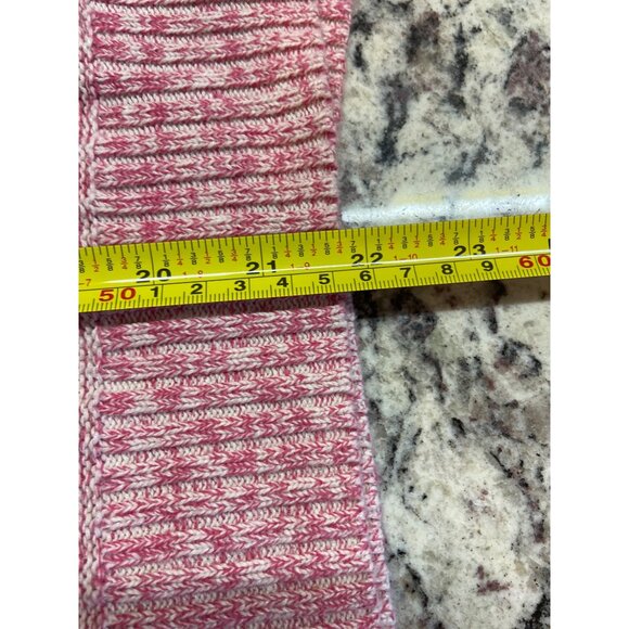 Chaps Womens Pink Marled Sweater Large Front Pockets Ribbed Trim Long Sleeve - Picture 9 of 9